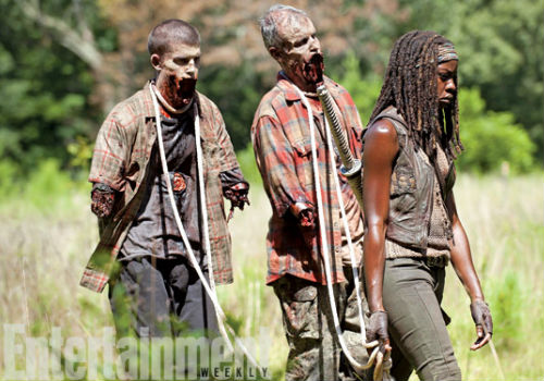 Michonne is in shock, walking and slaying on auto pilot, only coming alive at the end of the episode (image via screencrush.com (c) AMC)