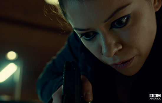 Rachel discovers via a pistol whipping Sarah that malevolent posturing alone is not enough when you're dealing with an opponent determined to win at any costs (image via Orphan Black official site (c) BBC America)