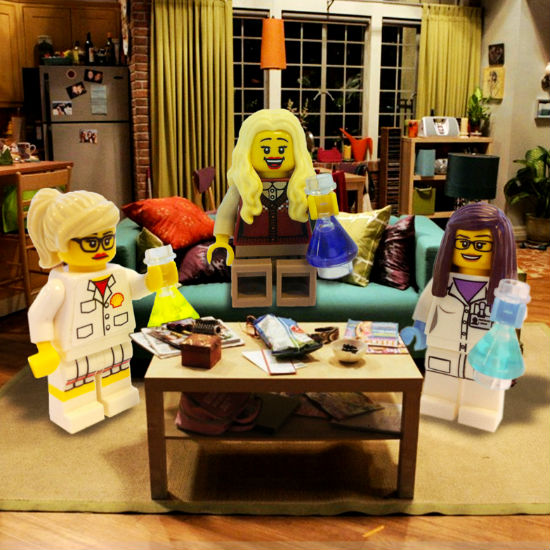 Girls' night out on The Big Bang Theory (image via and (c)  Lego Stories Tumblr blog)