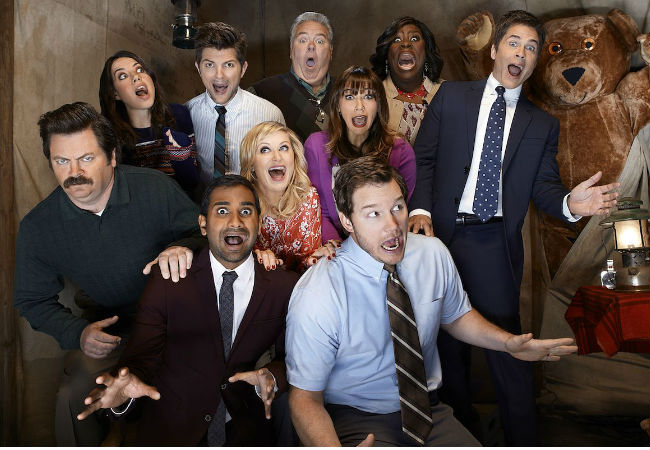 Rob Lowe and Rashida Jones may have flown the Parks and Recreation coop but everyone else will be back for the sitcom's 7th and final season on NBC (image via HitFix (c) NBC)