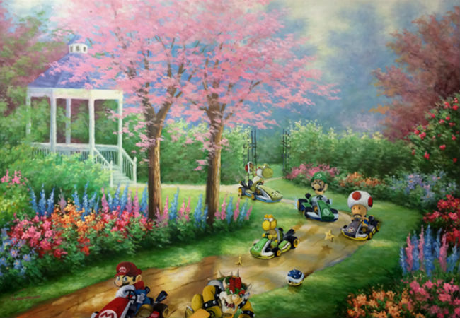 The Mario Kart characters make their mark on an otherwise unremarkable garden setting (image via Paste Magazine (c) David Pollot) 