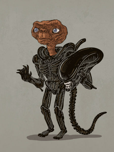 E.T. or alien xenomorph? (image via Geek and Sundry (c) Alex Solis)
