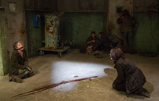 Carol and Maggie spent a thoroughly delightful time with one small group of Negan's Saviours, who could decide who they hated more - their prisoners or each other (image courtesy AMC)