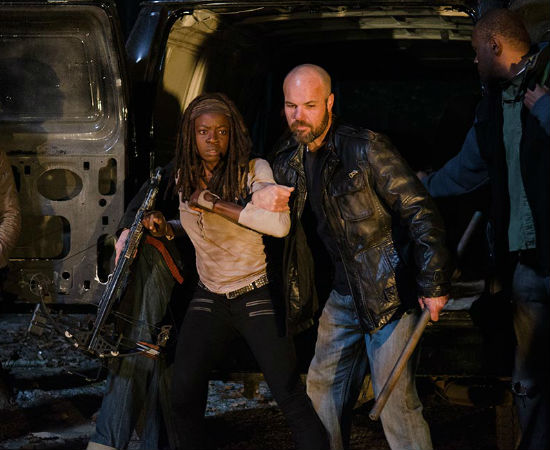 Michonne knew almost immediately that that the dinner and a movie coupon she'd redeemed was too good to be true - and that it'd be more like incarceration and a sociopathic raving instead (image courtesy AMC)