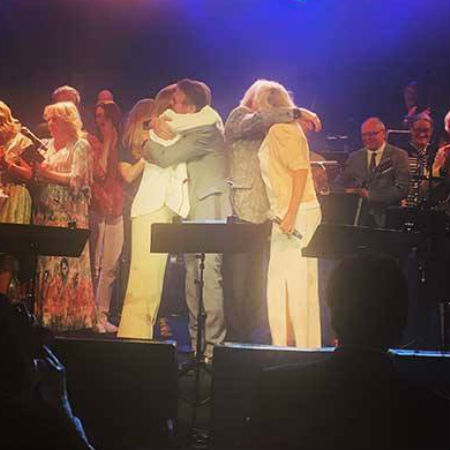After Agnetha and Anni-Frid sang "The Way Old Friends Do" - erroneously introduced as "You and I" by the compere leading initial reports to suggest they sang "Me and I" - Benny and Björn joined them onstage (image via Facebook via Instagram)