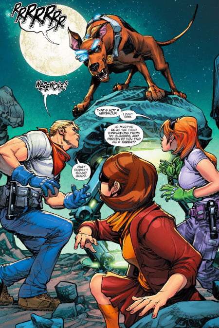 Scooby, with Shaggy close behind but out of shot, meets the rest of the gang (artwork courtesy DC Comics)