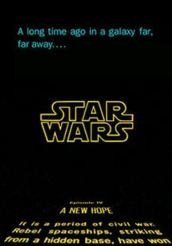 The iconic opening crawl from the first Star Wars. © Lucasfilm Ltd